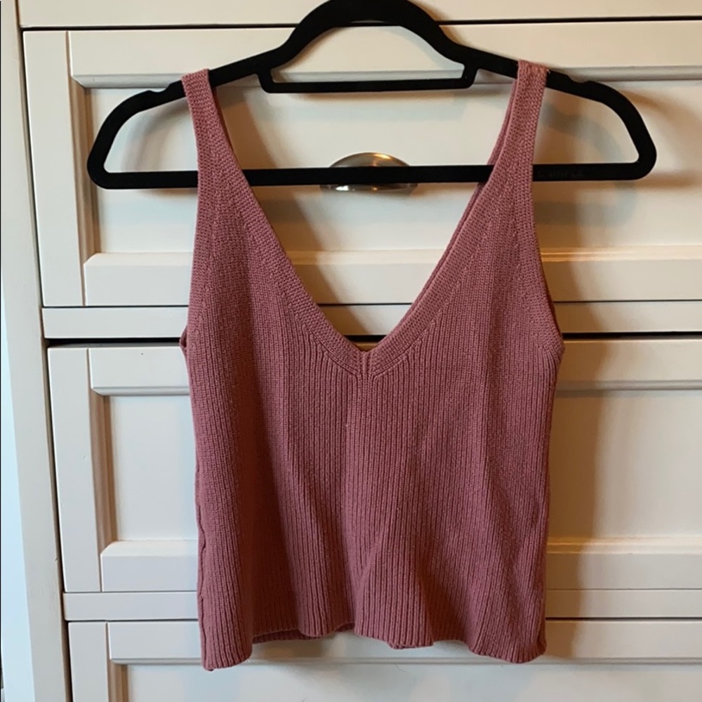 Brandy Melville Pink Ribbed Tank Top